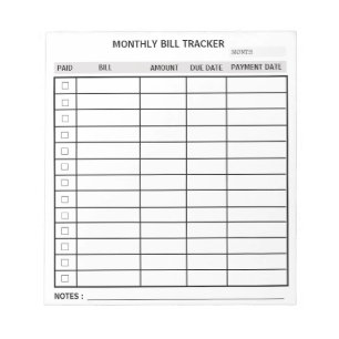 Bloco De Notas Rastreador de Lista Mensal Personalizado pela Tend