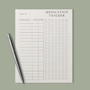 Bloco De Notas Rastreador de medicação Semanal Moderno e Simples