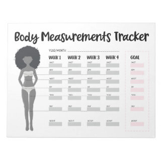 Bloco De Notas Rastreador de Medições do Corpo para Mulheres Negr