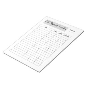 Bloco De Notas Rastreador de Pagamento de Contas