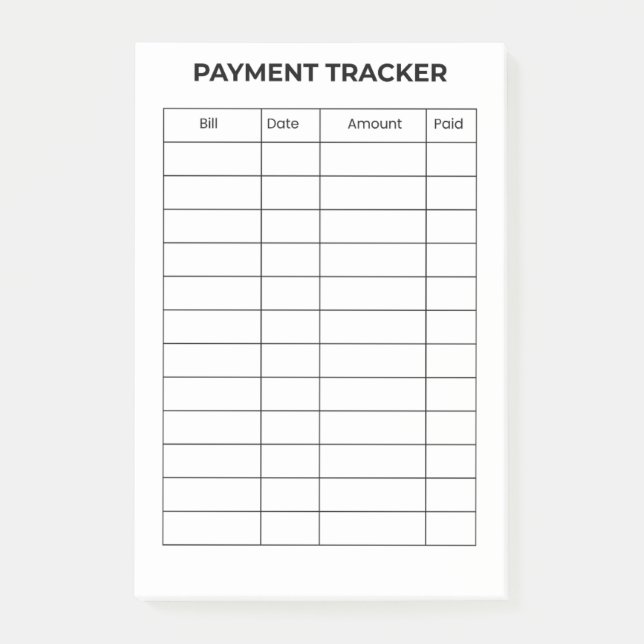 Bloco De Notas Rastreador de Pagamento Personalizado (Frente)