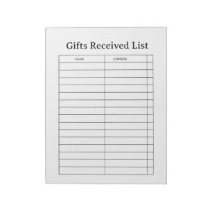 Bloco De Notas Rastreador de Presentes Recebidos