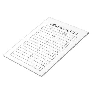 Bloco De Notas Rastreador de Presentes Recebidos