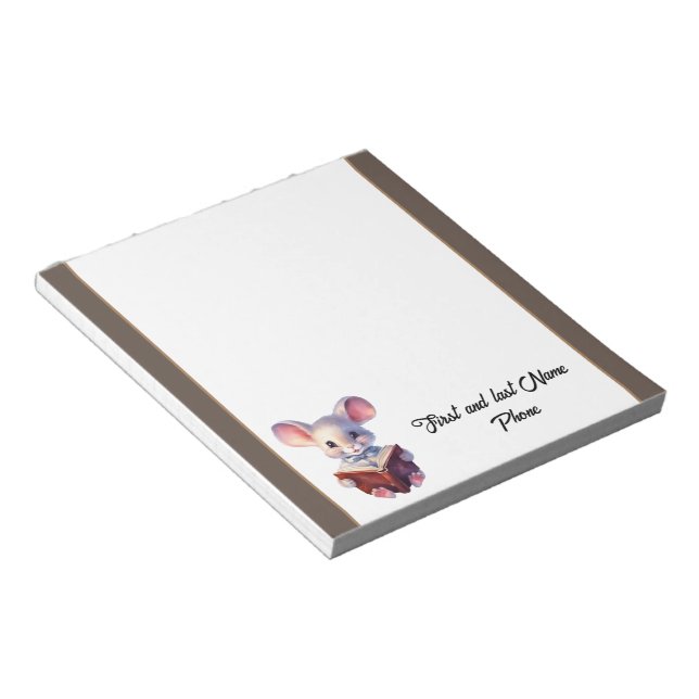 Bloco De Notas Rato bonito com livro (Inclinado)