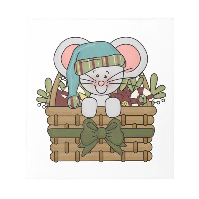 Bloco De Notas Rato do Natal na cesta (Frente)