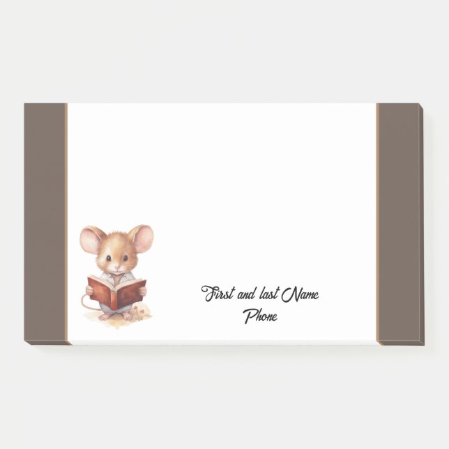 Bloco De Notas Rato fofo com livro (Frente)