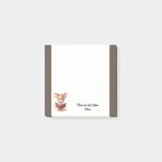 Bloco De Notas Rato fofo com livro (Frente)