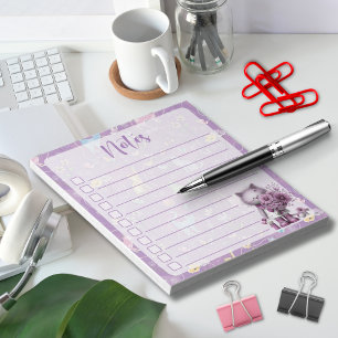 Bloco De Notas Ratos Roxos Notas – Desenho de Gato Floral de Jard