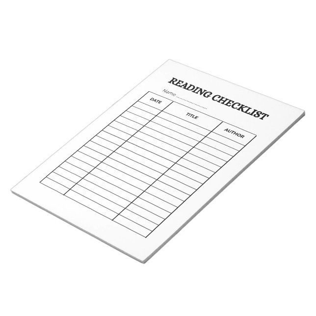 Bloco De Notas Reading Checklist Tracker (Inclinado)