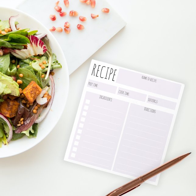 Bloco De Notas Receita Culinária de Folha de Vazio Roxa Simples (Criador carregado)