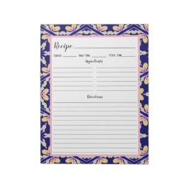 Bloco De Notas Receita de Azulejo Azul Espanhol no Estilo Mediter