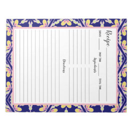 Bloco De Notas Receita de Padrão de Azulejo do Mediterrâneo Espan