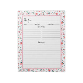 Bloco De Notas Receita de Padrão Floral Rosa Rosa Rosa Rosa Rosa
