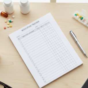 Bloco De Notas Receita de Registro de Rastreador Semanal de Medic