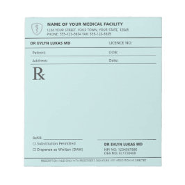 Bloco De Notas Receita Médica Editável Azul Pastel Médico