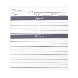 Bloco De Notas Receita Personalizada de Cinzas de Slate de Script
