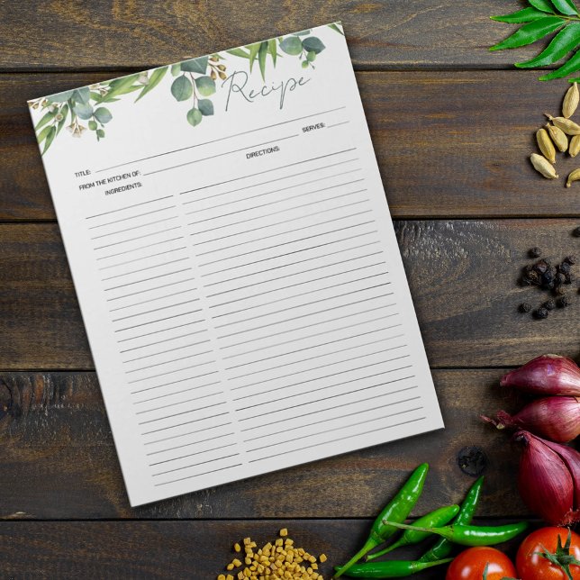 Bloco De Notas Receitas Culinárias Cores de Água Deixam Notepad (Criador carregado)