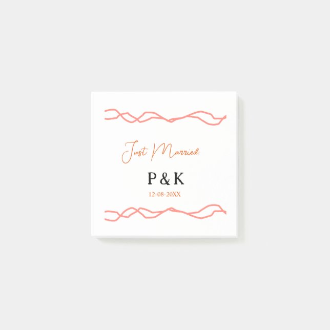 Bloco De Notas Recem casados adicionar nome do casal data red vin (Frente)