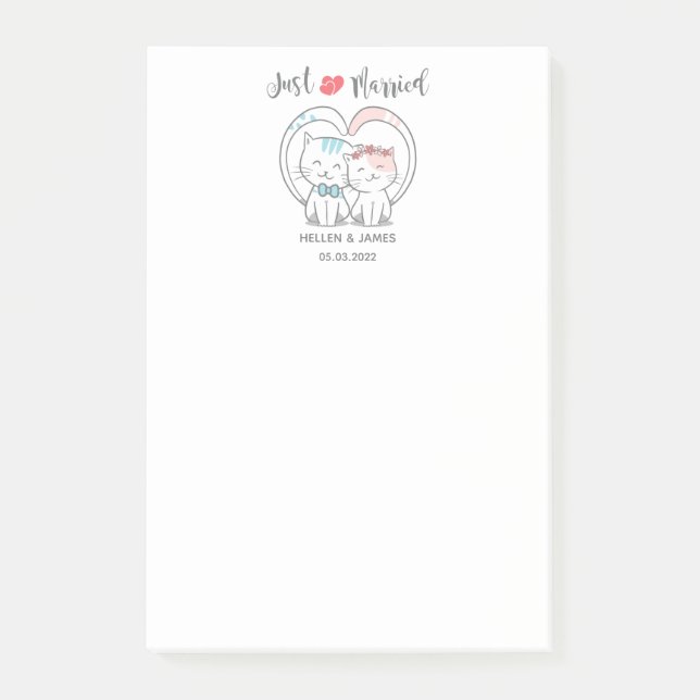 Bloco De Notas Recem casados Cat Wedding (Frente)