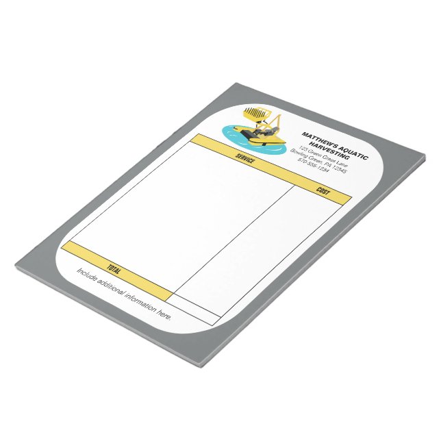 Bloco De Notas Recibo de Nota Fiscal de Negócios de Colheita Aquá (Inclinado)