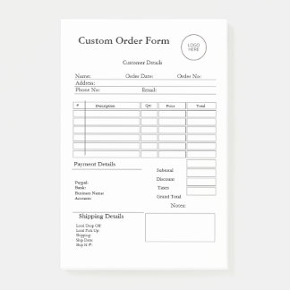 Bloco De Notas Recibo de Venda de Encomenda Personalizado para Pe