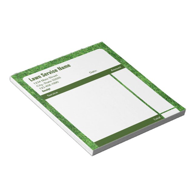 Bloco De Notas Recibo de Venda de Serviço de Jardim Verde (Inclinado)