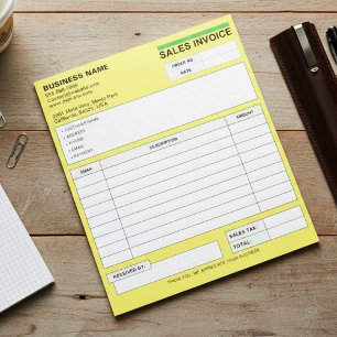 Bloco De Notas Recibos de Nota Fiscal de Venda Personalizados, No