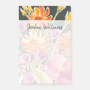Bloco De Notas Recolha esplêndida - Flores cor-de-rosa e laranja