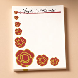 Bloco De Notas Red And Gold Roses 