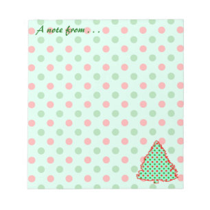 Bloco De Notas Red and Green Polka Dot Tree