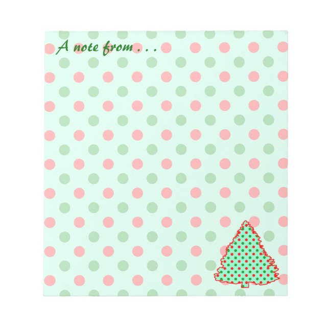 Bloco De Notas Red and Green Polka Dot Tree (Frente)