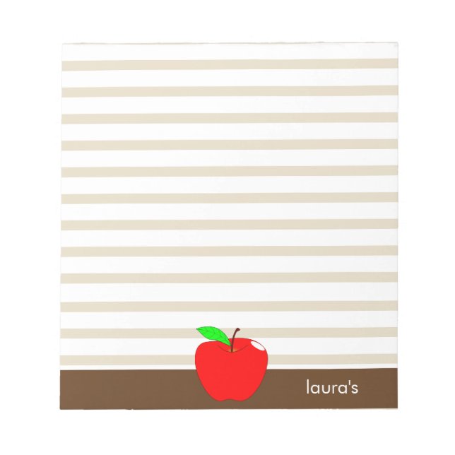 Bloco De Notas Red Apple Teacher Personalizou Linhas Marrons Note (Frente)