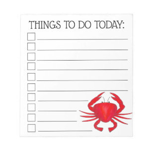 Bloco De Notas Red Baltimore Maryland Beach Bay Crab Para Fazer L