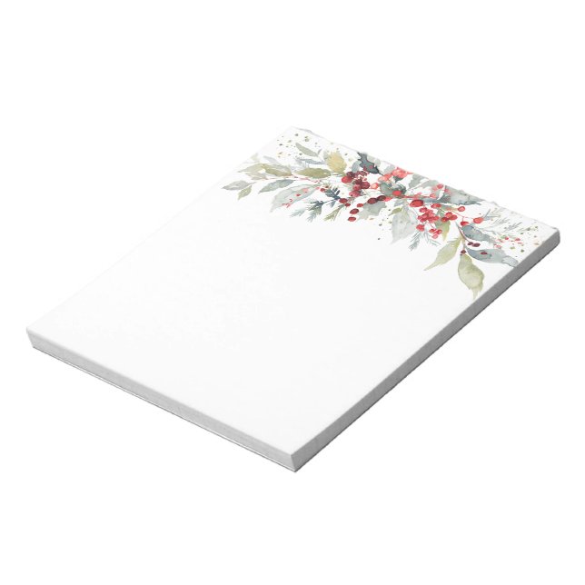 Bloco De Notas Red Berries Greenery Foliage Natal/Casamento (Invertido)