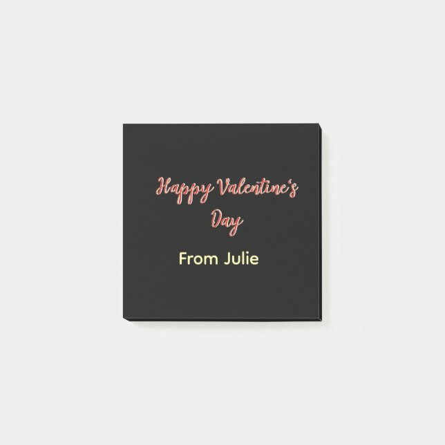 Bloco De Notas Red black happy Valentine's day from name stylish  (Frente)