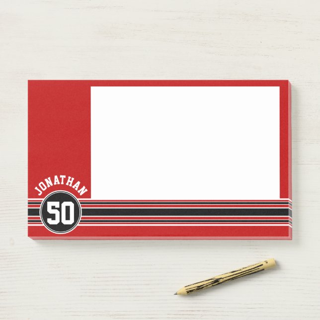 Bloco De Notas Red Black Team Jersey Fan Gear Número (Na mesa)