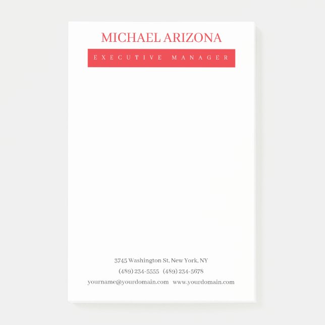 Bloco De Notas Red Black & White Minimalist Simple Plain Modern (Frente)