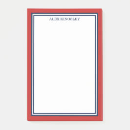 Bloco De Notas Red Blue Border Add Your Name