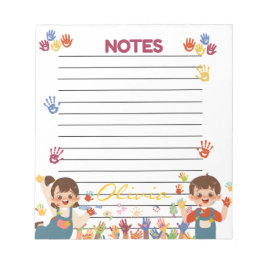Bloco De Notas Red Blue Yellow Playful Kids Personalized Notepad