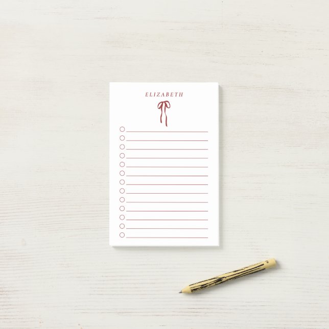 Bloco De Notas Red Bow Holiday To-Do List Mini Notepad  (Na mesa)