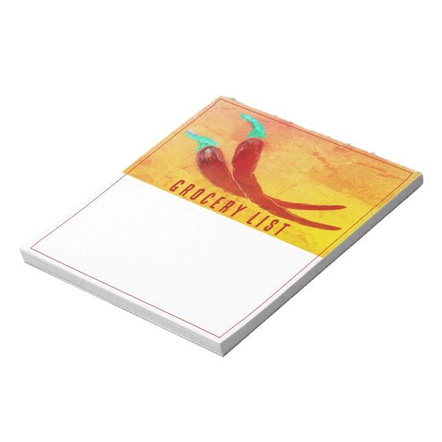 Bloco De Notas Red Chili Pepper Grocery List Notepad (Invertido)