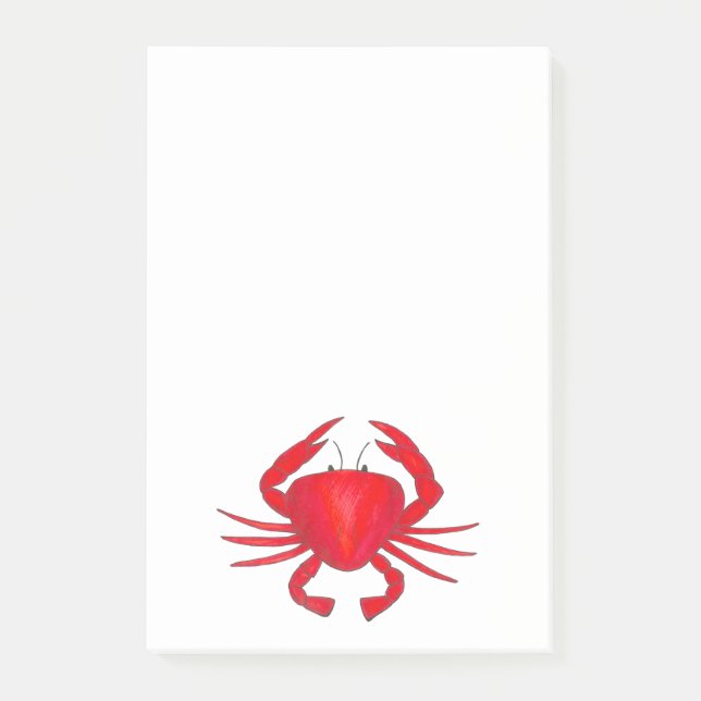 Bloco De Notas Red Crab Baltimore Maryland Crabs Beach Posta-It (Frente)