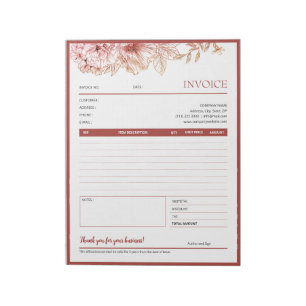 Bloco De Notas Red Floral Border Small Business Modelo