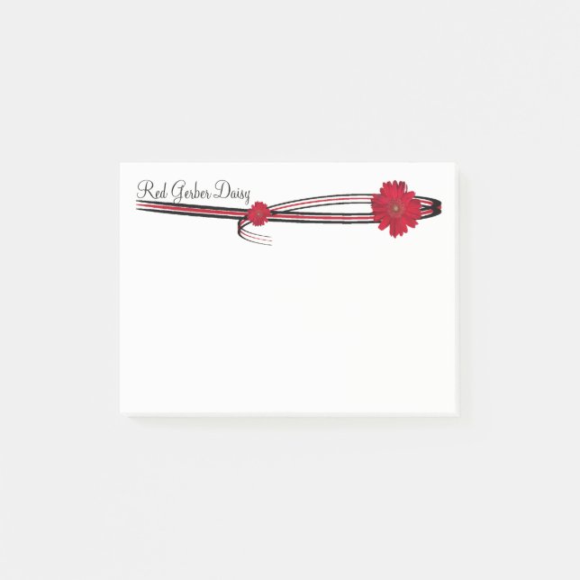 Bloco De Notas Red Gerber Daisy e Filigree Modelo (Frente)