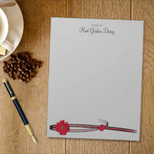 Bloco De Notas Red Gerber Daisy e Filigree Modelo