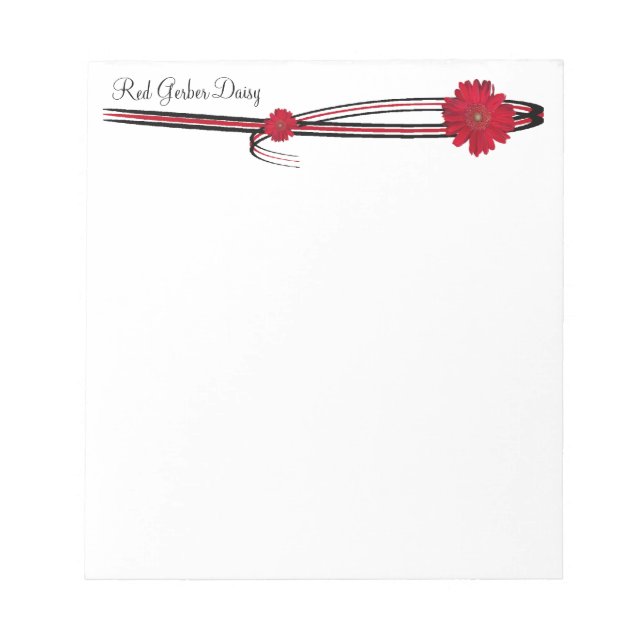 Bloco De Notas Red Gerber Daisy e Filigree Modelo (Frente)