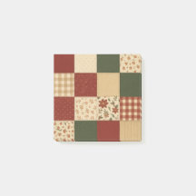 Red Green Patchwork Quilt Rustic Farmhouse Floral