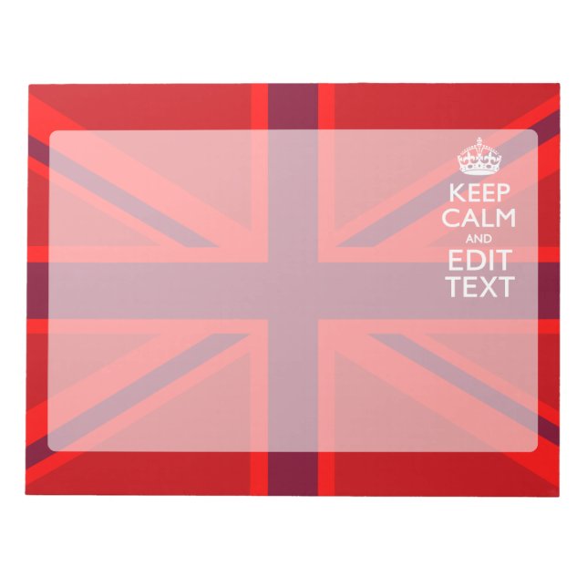 Bloco De Notas Red Keep Calm Mantenha seu texto na bandeira da to (Frente)