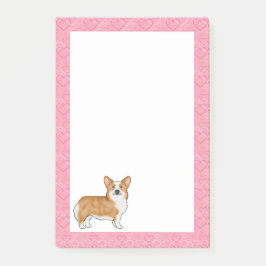 Bloco De Notas Red Pembroke Welsh Corgi Adorava Padrão Cardíaco R