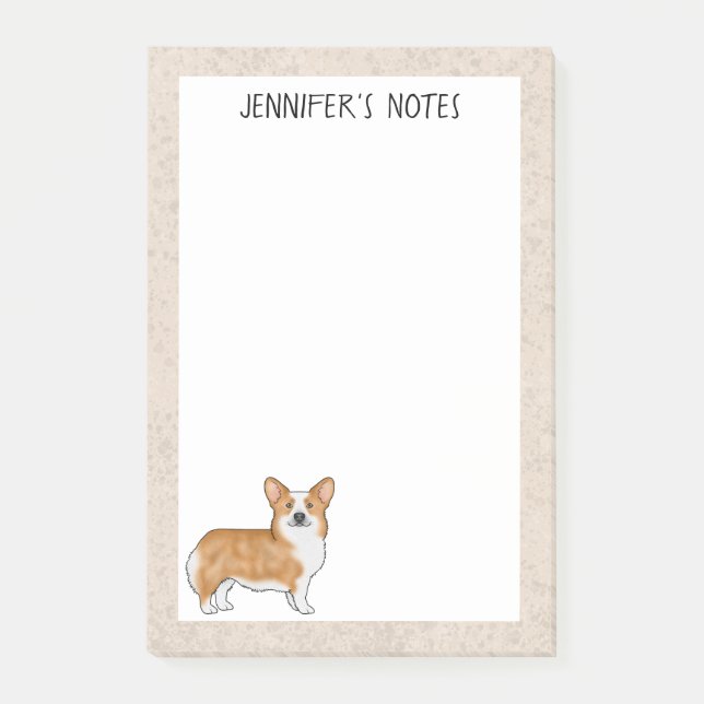 Bloco De Notas Red Pembroke Welsh Corgi Dog Com Texto Personaliza (Frente)
